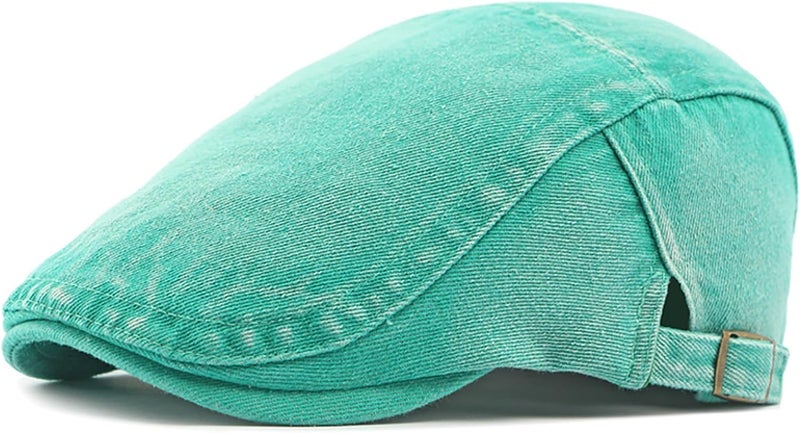 PTDTSHOU Newsboy Cap for Men Adjustable Flat Ivy Gatsby Cabbie Driving Hat Breathable Denim Cotton Golf Cap - Image 1